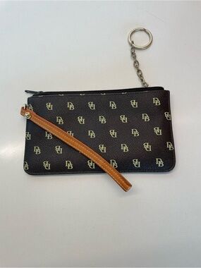 Dooney & Bourke Logo Wristlet with Tan Strap